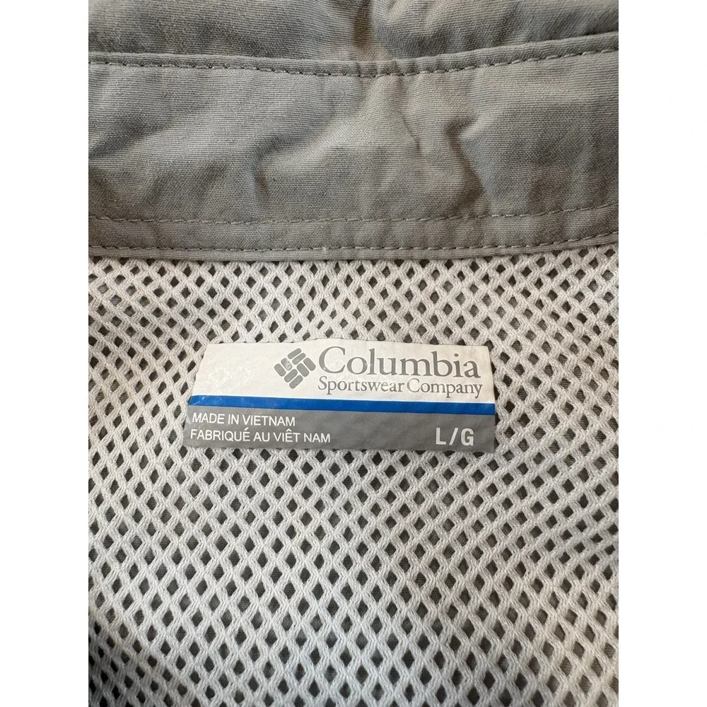 Columbia PFG Shirt Large Gray Utility Gorpcore Tactical Outdoor Minimalist Fish - Picture 3 of 8